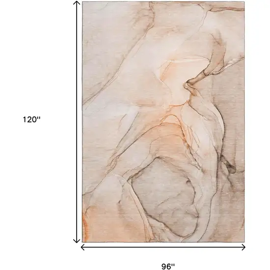 Orange And Ivory Abstract Washable Area Rug With UV Protection Photo 7