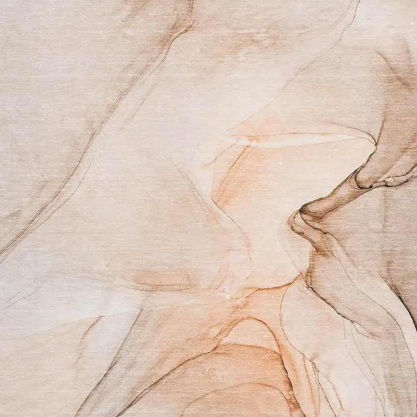 Orange And Ivory Abstract Washable Area Rug With UV Protection Photo 8