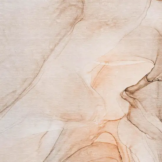 Orange And Ivory Abstract Washable Area Rug With UV Protection Photo 3