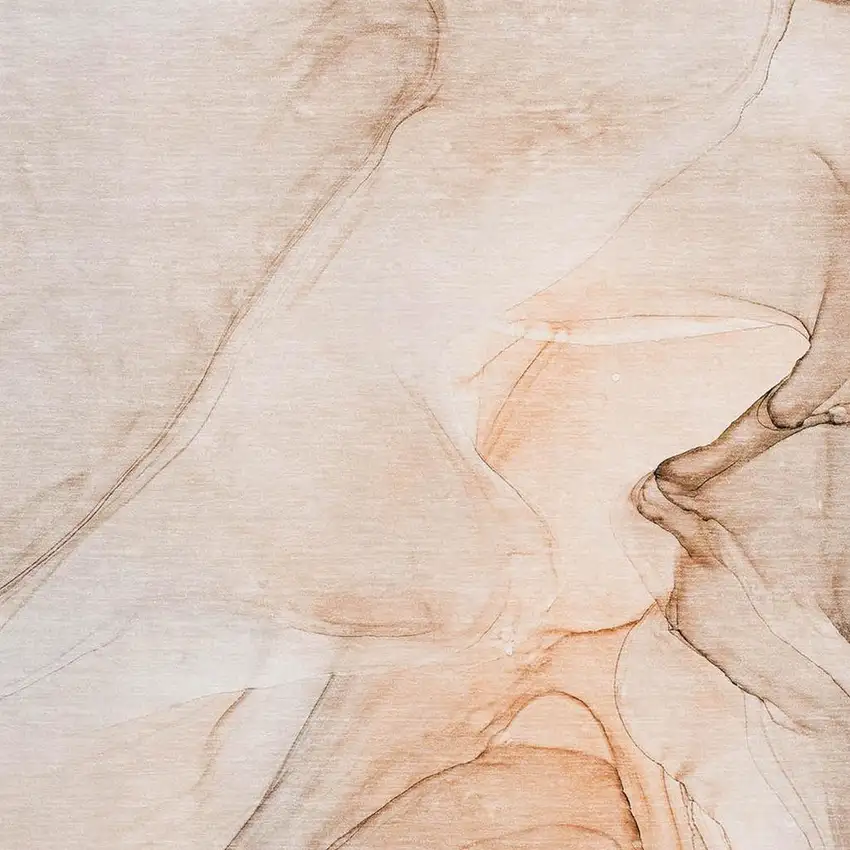 Orange And Ivory Abstract Washable Area Rug With UV Protection Photo 3