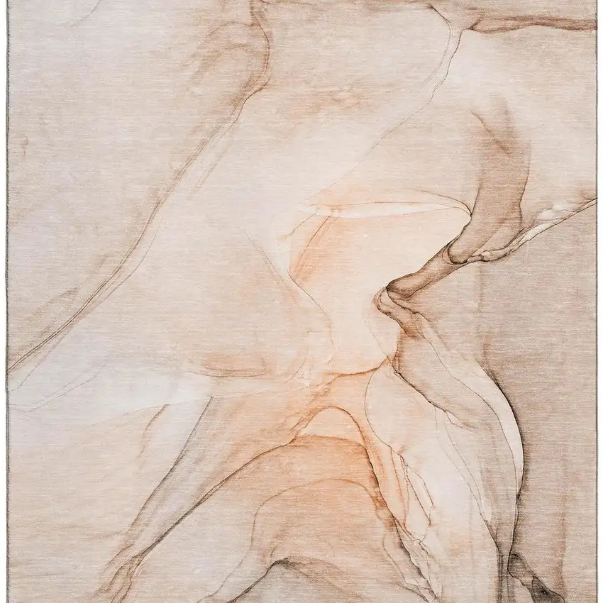 Orange And Ivory Abstract Washable Area Rug With UV Protection Photo 4