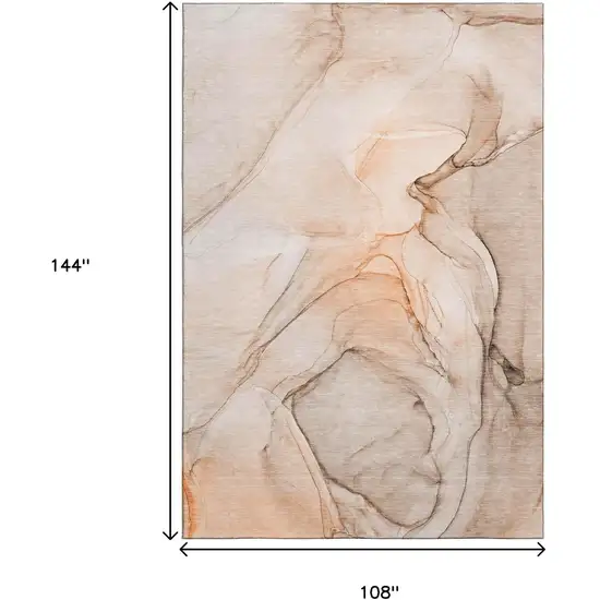 Orange And Ivory Abstract Washable Area Rug With UV Protection Photo 7