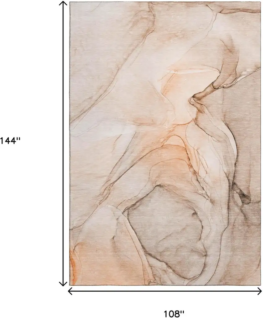 Orange And Ivory Abstract Washable Area Rug With UV Protection Photo 7