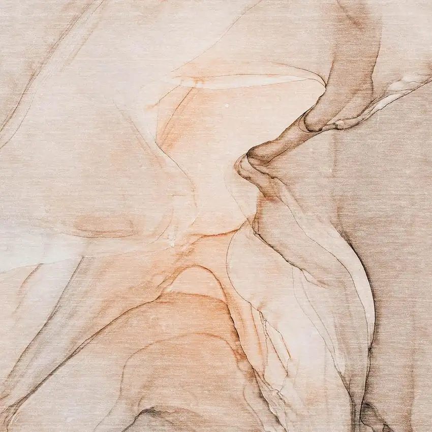 Orange And Ivory Abstract Washable Area Rug With UV Protection Photo 3