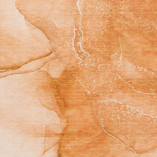 Orange And Ivory Abstract Washable Area Rug With UV Protection Photo 3