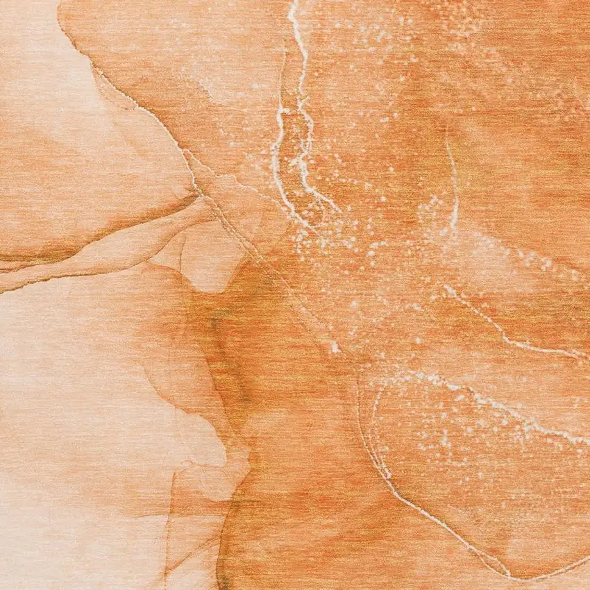 Orange And Ivory Abstract Washable Area Rug With UV Protection Photo 3