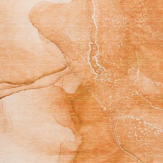 Orange And Ivory Abstract Washable Area Rug With UV Protection Photo 8
