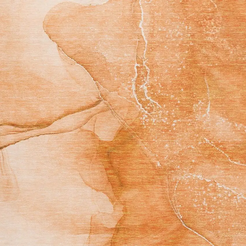 Orange And Ivory Abstract Washable Area Rug With UV Protection Photo 8
