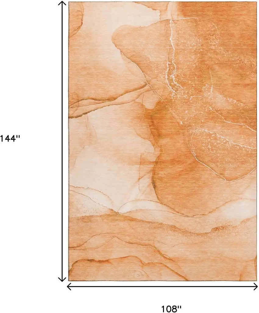 Orange And Ivory Abstract Washable Area Rug With UV Protection Photo 7