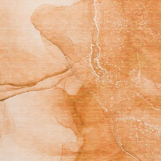 Orange And Ivory Abstract Washable Area Rug With UV Protection Photo 3