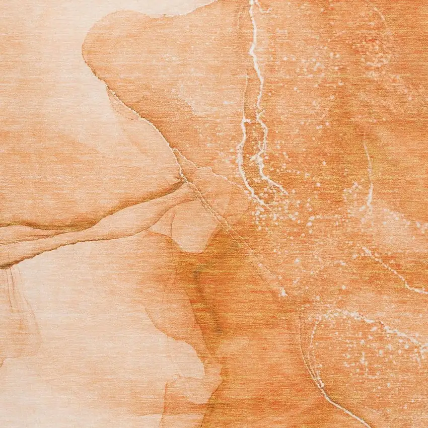 Orange And Ivory Abstract Washable Area Rug With UV Protection Photo 3