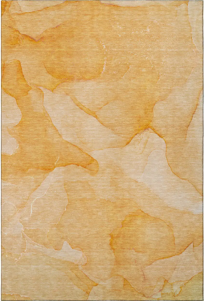 Orange And Ivory Abstract Washable Area Rug With UV Protection Photo 3