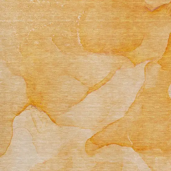 Orange And Ivory Abstract Washable Area Rug With UV Protection Photo 3
