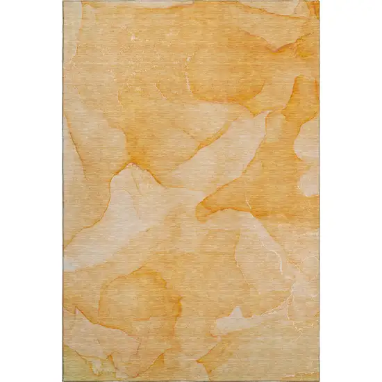 Orange And Ivory Abstract Washable Area Rug With UV Protection Photo 1