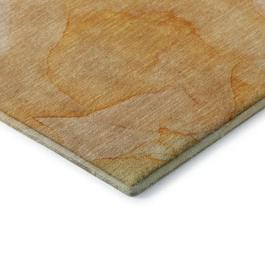 Orange And Ivory Abstract Washable Area Rug With UV Protection Photo 8