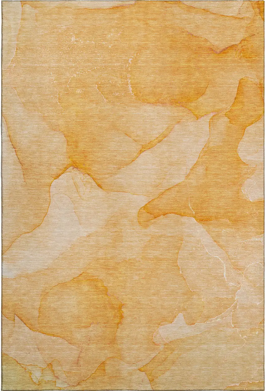 Orange And Ivory Abstract Washable Area Rug With UV Protection Photo 2
