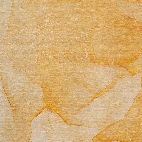 Orange And Ivory Abstract Washable Area Rug With UV Protection Photo 3