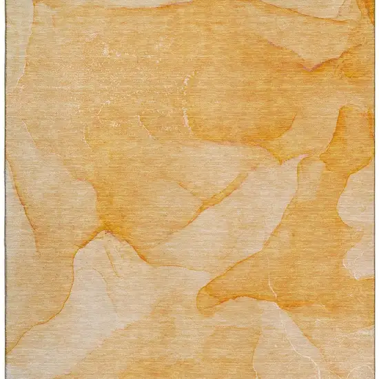 Orange And Ivory Abstract Washable Area Rug With UV Protection Photo 4
