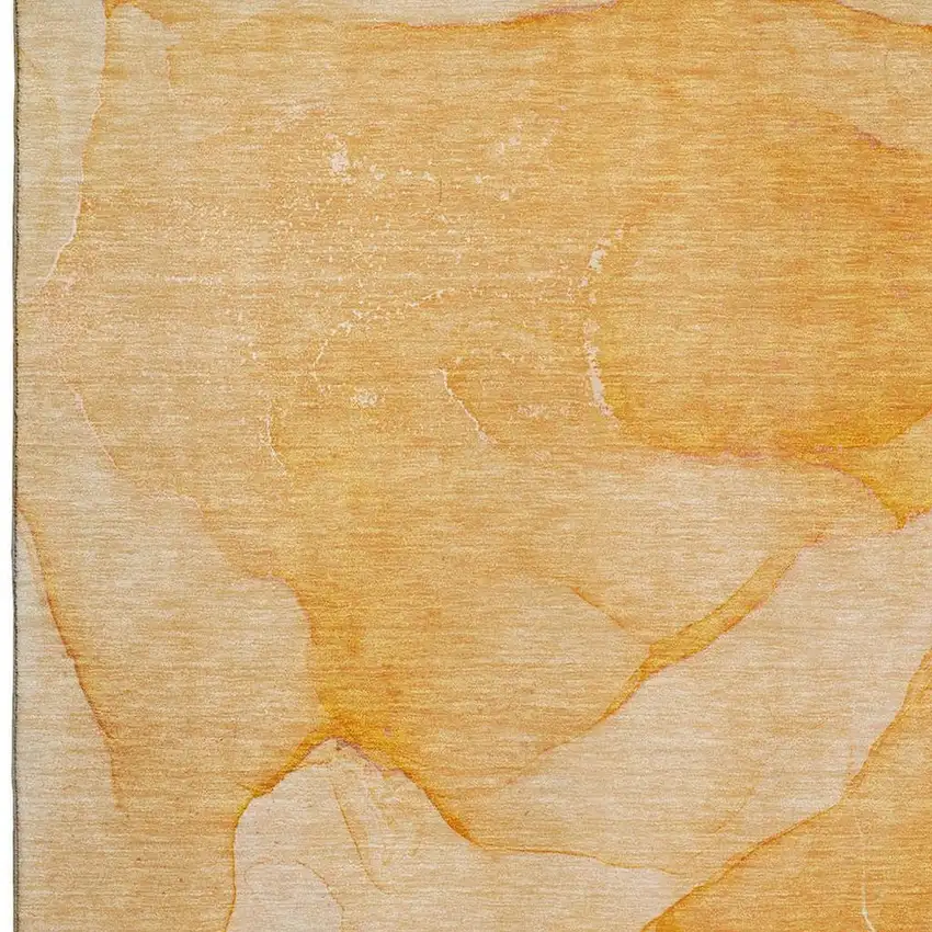 Orange And Ivory Abstract Washable Area Rug With UV Protection Photo 3