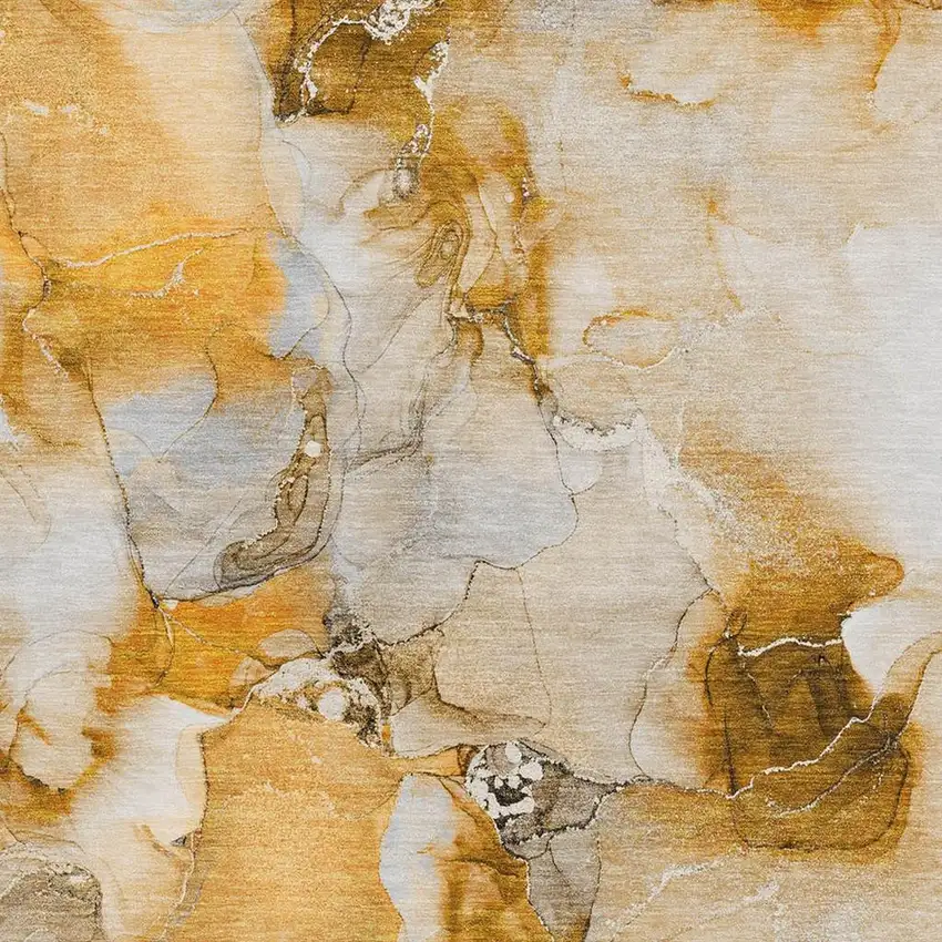 Orange And Ivory Abstract Washable Area Rug With UV Protection Photo 8