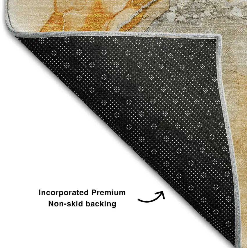 Orange And Ivory Abstract Washable Area Rug With UV Protection Photo 8