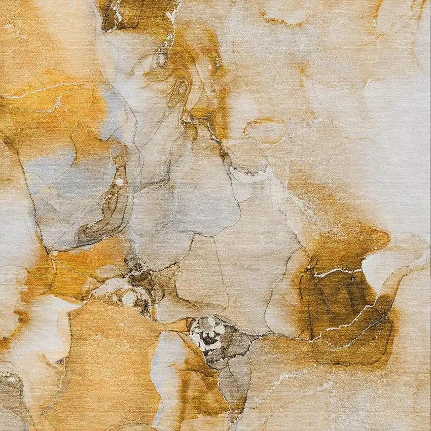 Orange And Ivory Abstract Washable Area Rug With UV Protection Photo 9