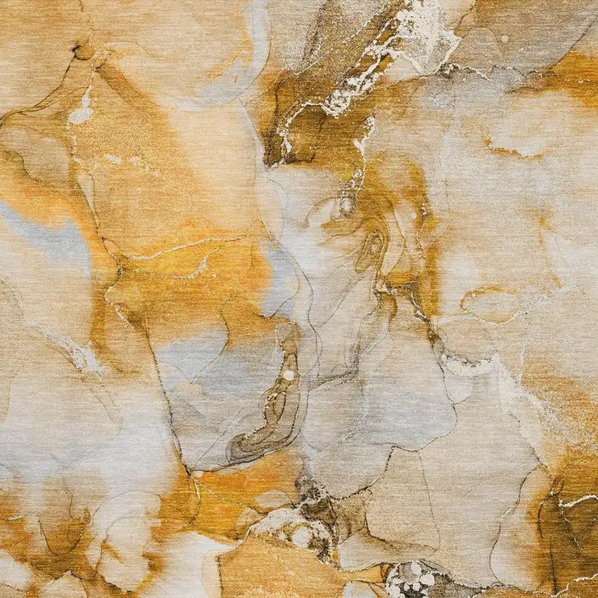 Orange And Ivory Abstract Washable Area Rug With UV Protection Photo 3