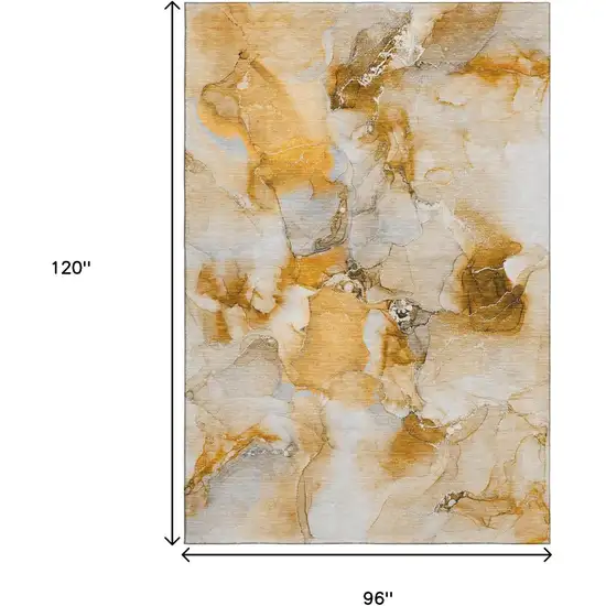 Orange And Ivory Abstract Washable Area Rug With UV Protection Photo 8