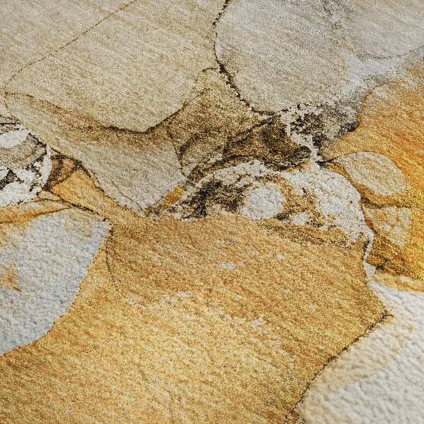 Orange And Ivory Abstract Washable Area Rug With UV Protection Photo 4