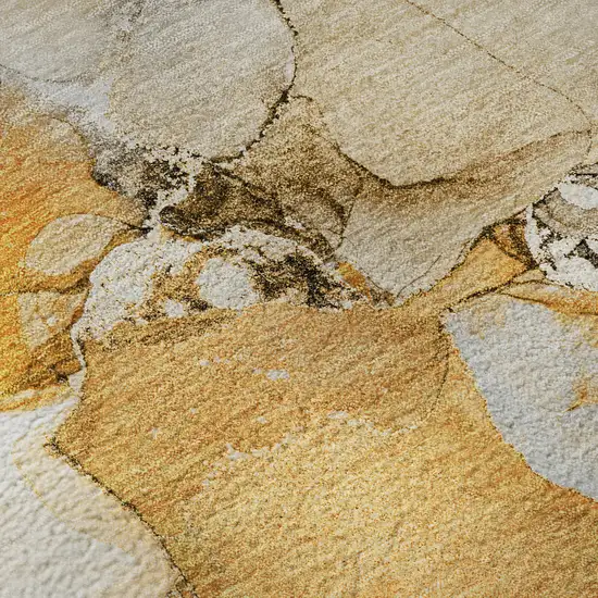 Orange And Ivory Abstract Washable Area Rug With UV Protection Photo 3