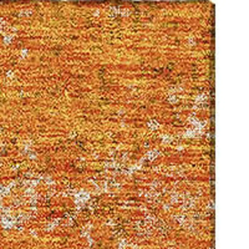 Orange And Ivory Abstract Washable Area Rug With UV Protection Photo 4
