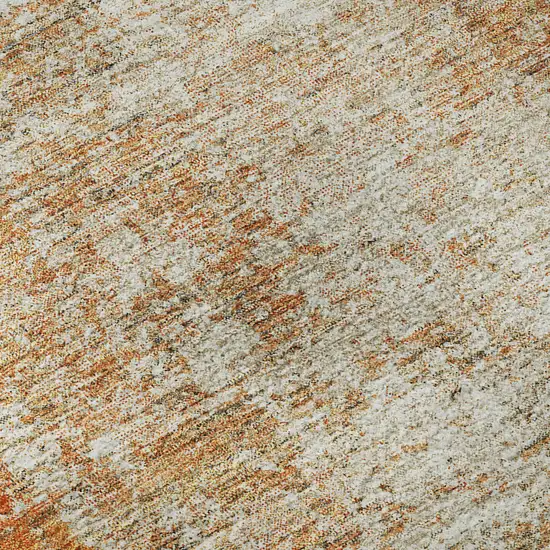 Orange And Ivory Abstract Washable Area Rug With UV Protection Photo 7