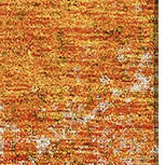 Orange And Ivory Abstract Washable Area Rug With UV Protection Photo 3
