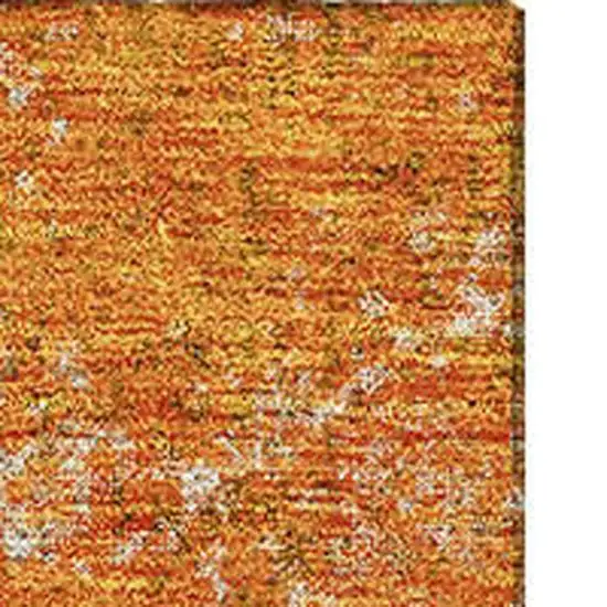 Orange And Ivory Abstract Washable Area Rug With UV Protection Photo 3