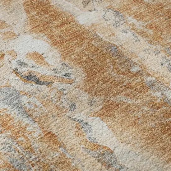 Orange And Ivory Abstract Washable Area Rug With UV Protection Photo 8