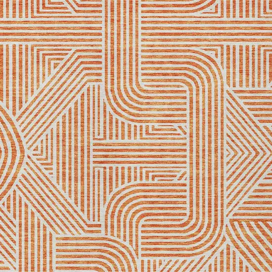 Orange And Ivory Abstract Washable Indoor Outdoor Area Rug Photo 6