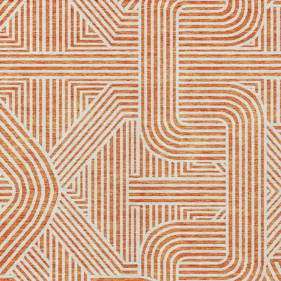 Orange And Ivory Abstract Washable Indoor Outdoor Area Rug Photo 6