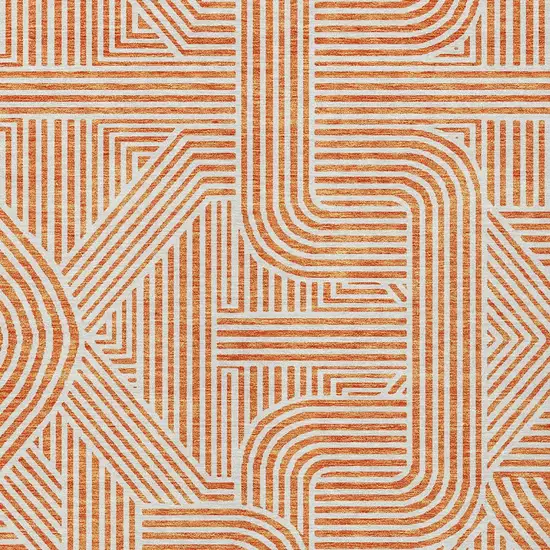 Orange And Ivory Abstract Washable Indoor Outdoor Area Rug Photo 6