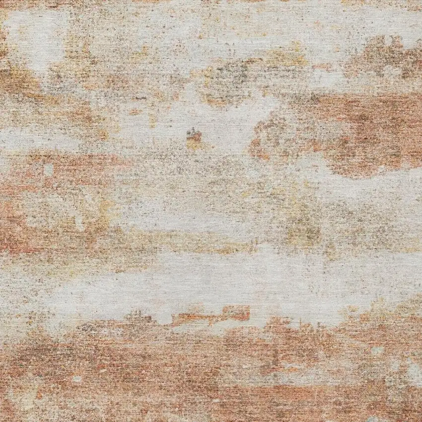 Orange And Ivory Abstract Washable Indoor Outdoor Area Rug Photo 2