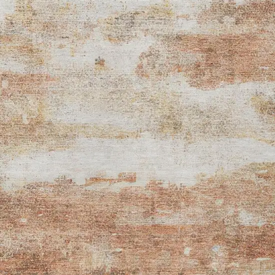 Orange And Ivory Abstract Washable Indoor Outdoor Area Rug Photo 7