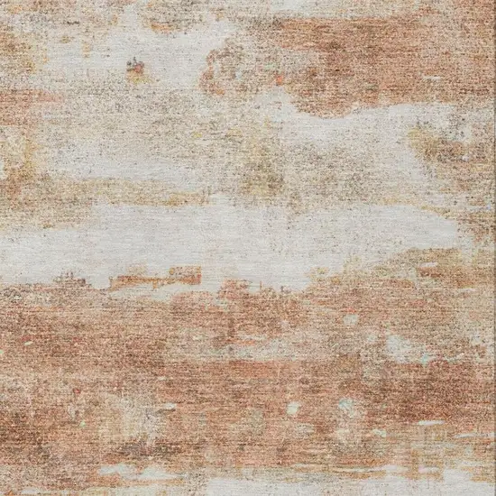 Orange And Ivory Abstract Washable Indoor Outdoor Area Rug Photo 8