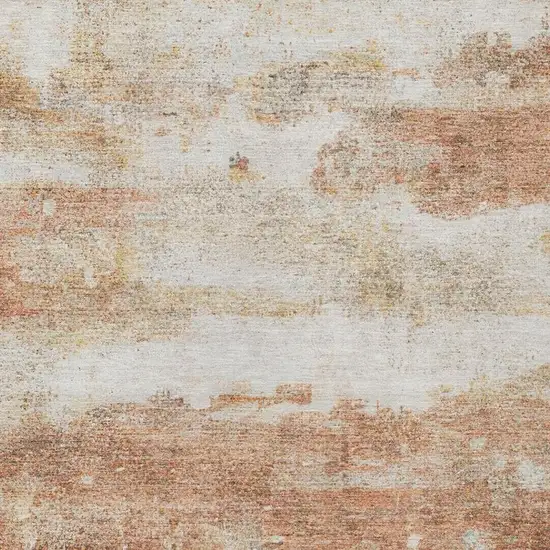 Orange And Ivory Abstract Washable Indoor Outdoor Area Rug Photo 6