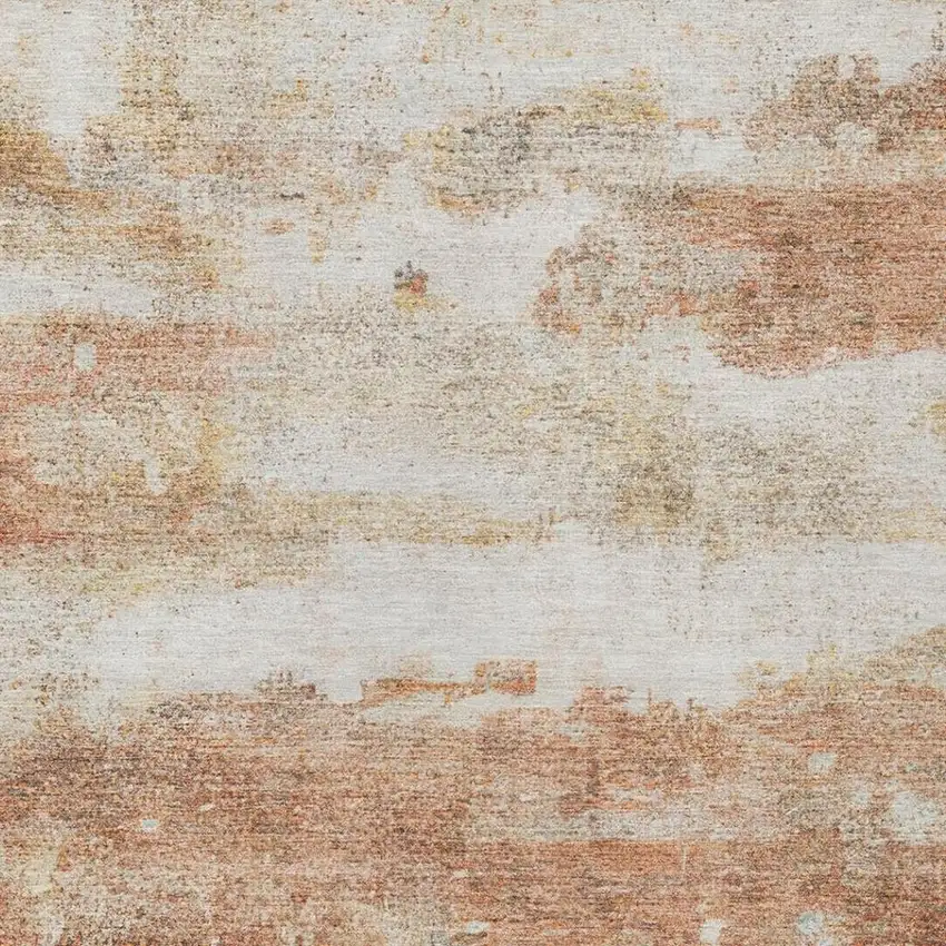 Orange And Ivory Abstract Washable Indoor Outdoor Area Rug Photo 6