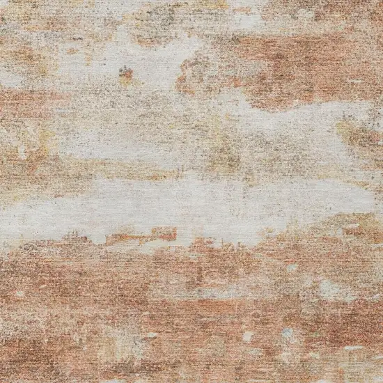 Orange And Ivory Abstract Washable Indoor Outdoor Area Rug Photo 4