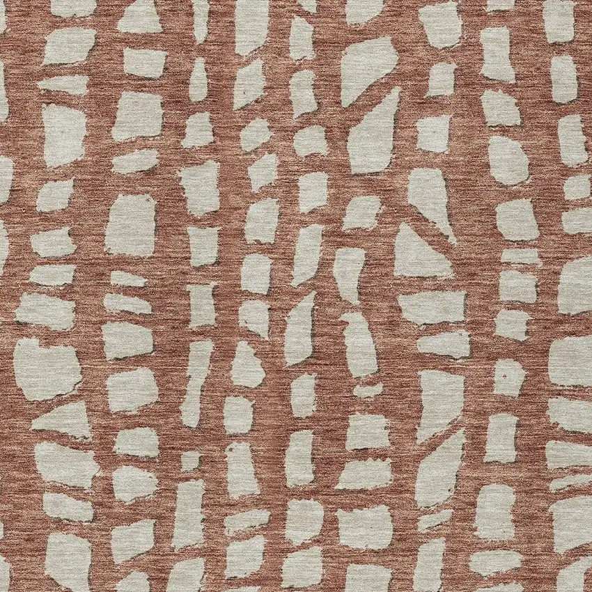 Orange And Ivory Abstract Washable Indoor Outdoor Area Rug Photo 4