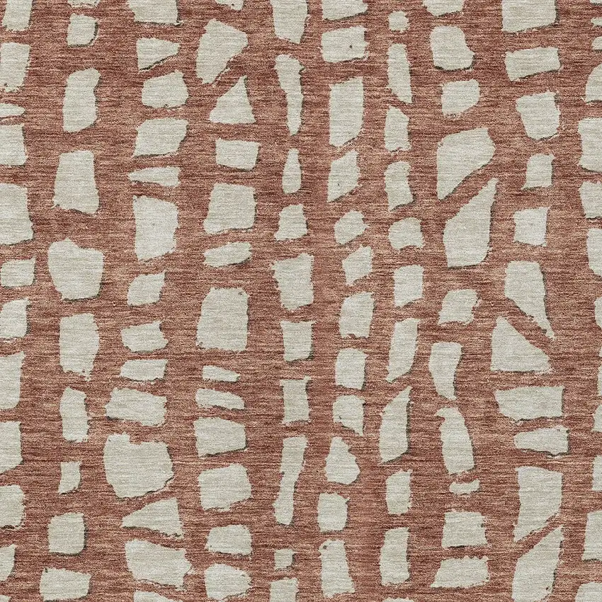 Orange And Ivory Abstract Washable Indoor Outdoor Area Rug Photo 4