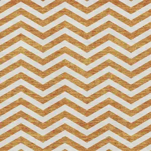 Photo of Orange And Ivory Chevron Washable Area Rug With UV Protection