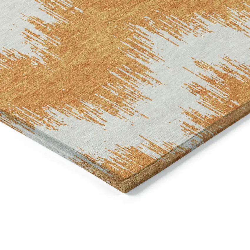 Orange And Ivory Chevron Washable Indoor Outdoor Area Rug Photo 4