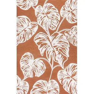 Photo of Orange And Ivory Floral Indoor Outdoor Area Rug