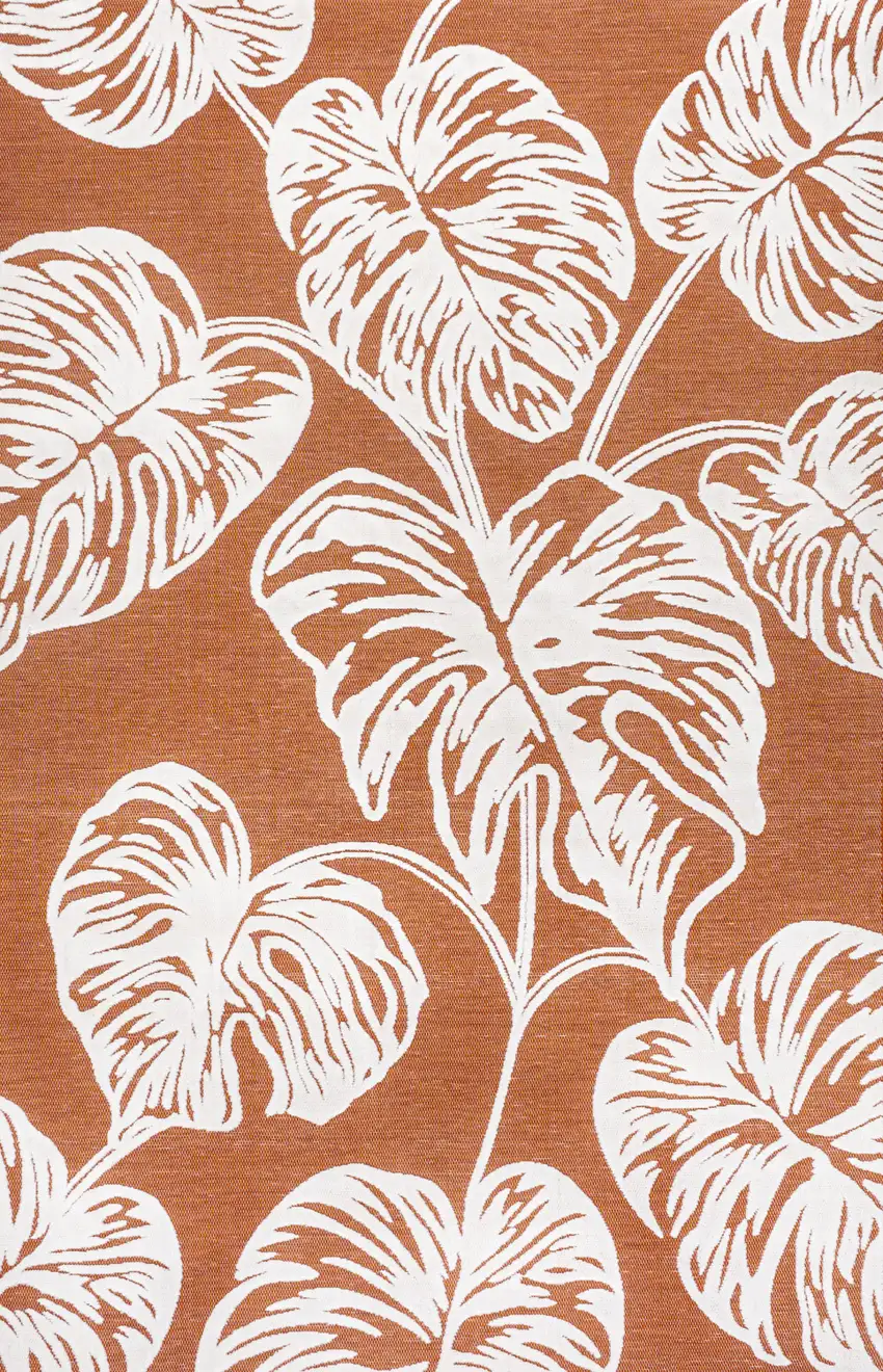 Orange And Ivory Floral Indoor Outdoor Area Rug Photo 1